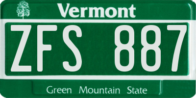 VT license plate ZFS887