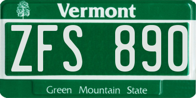VT license plate ZFS890