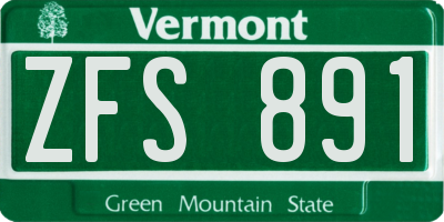 VT license plate ZFS891