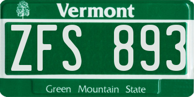 VT license plate ZFS893