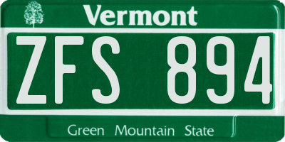 VT license plate ZFS894