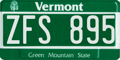 VT license plate ZFS895
