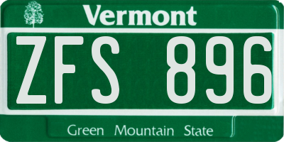 VT license plate ZFS896