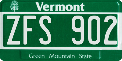 VT license plate ZFS902