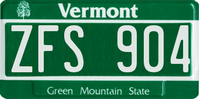 VT license plate ZFS904