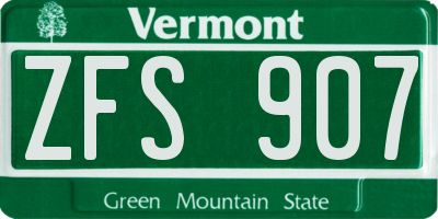 VT license plate ZFS907