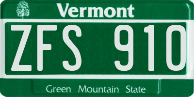 VT license plate ZFS910