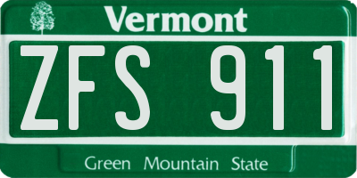 VT license plate ZFS911