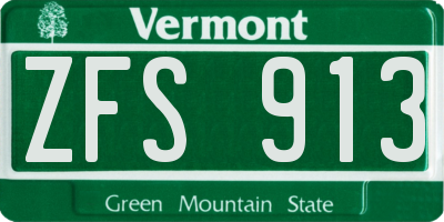VT license plate ZFS913