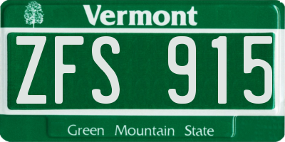 VT license plate ZFS915
