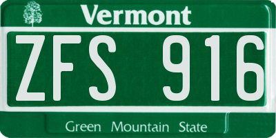 VT license plate ZFS916