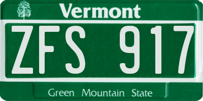 VT license plate ZFS917