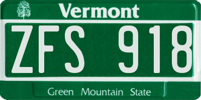 VT license plate ZFS918