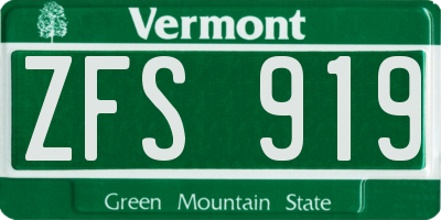 VT license plate ZFS919