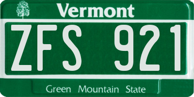 VT license plate ZFS921