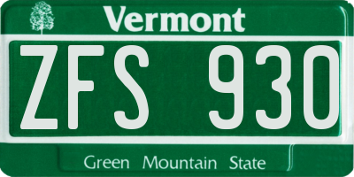 VT license plate ZFS930
