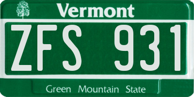VT license plate ZFS931