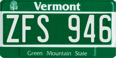 VT license plate ZFS946