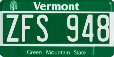 VT license plate ZFS948