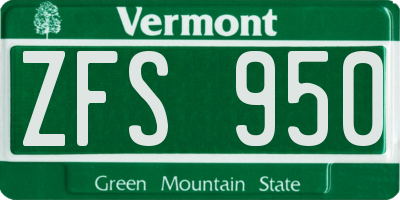 VT license plate ZFS950