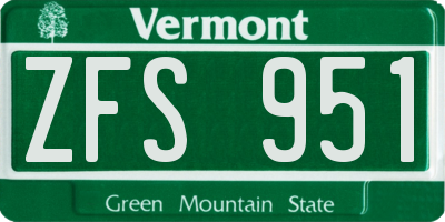 VT license plate ZFS951
