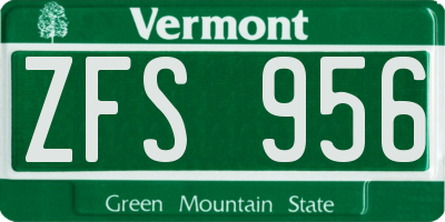VT license plate ZFS956