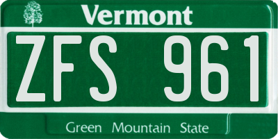VT license plate ZFS961