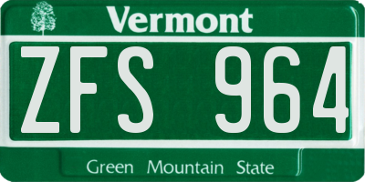VT license plate ZFS964