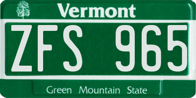 VT license plate ZFS965
