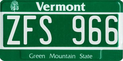 VT license plate ZFS966