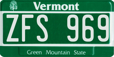 VT license plate ZFS969