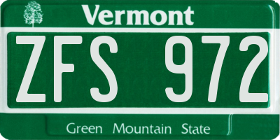 VT license plate ZFS972