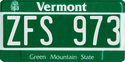 VT license plate ZFS973