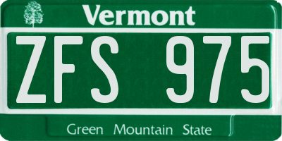 VT license plate ZFS975
