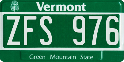VT license plate ZFS976