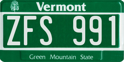 VT license plate ZFS991