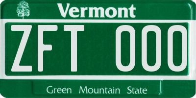 VT license plate ZFT000