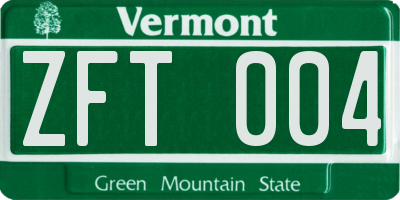 VT license plate ZFT004