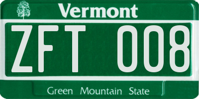VT license plate ZFT008