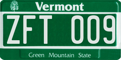 VT license plate ZFT009