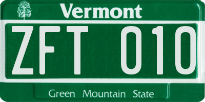 VT license plate ZFT010
