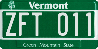 VT license plate ZFT011