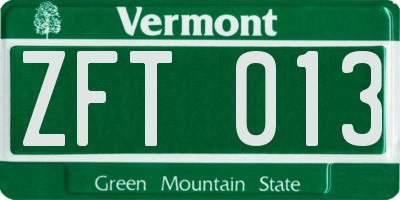 VT license plate ZFT013