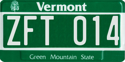 VT license plate ZFT014