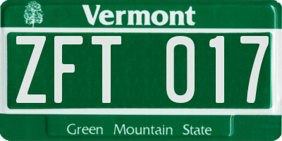 VT license plate ZFT017