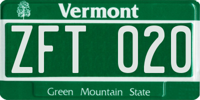 VT license plate ZFT020