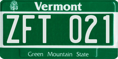 VT license plate ZFT021