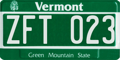 VT license plate ZFT023