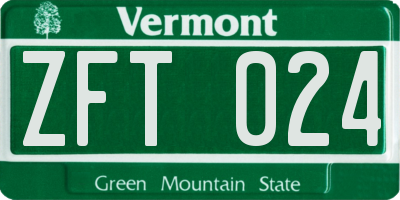 VT license plate ZFT024