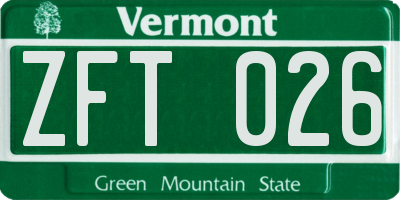 VT license plate ZFT026